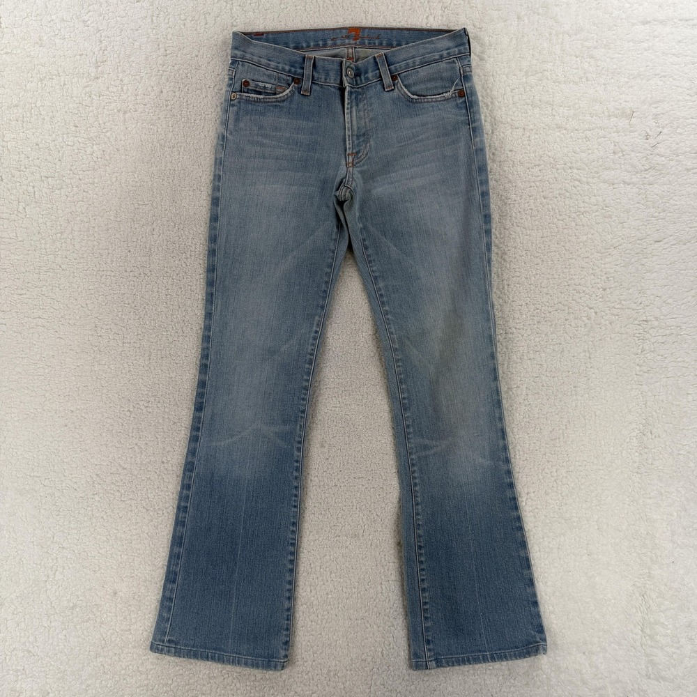 7 For All Mankind Bootcut Jeans Womens 28‎ Blue Low Rise Light Wash 28x30
